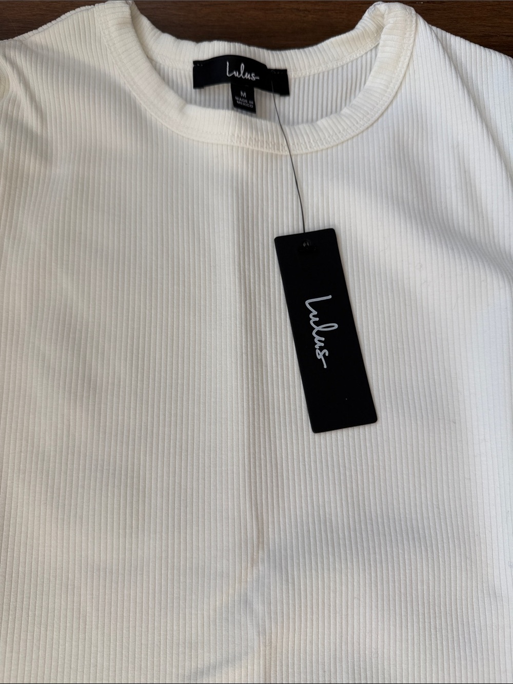Lulu's Ivory Ribbed Long Sleeve Crew Top - Picture 2 of 3
